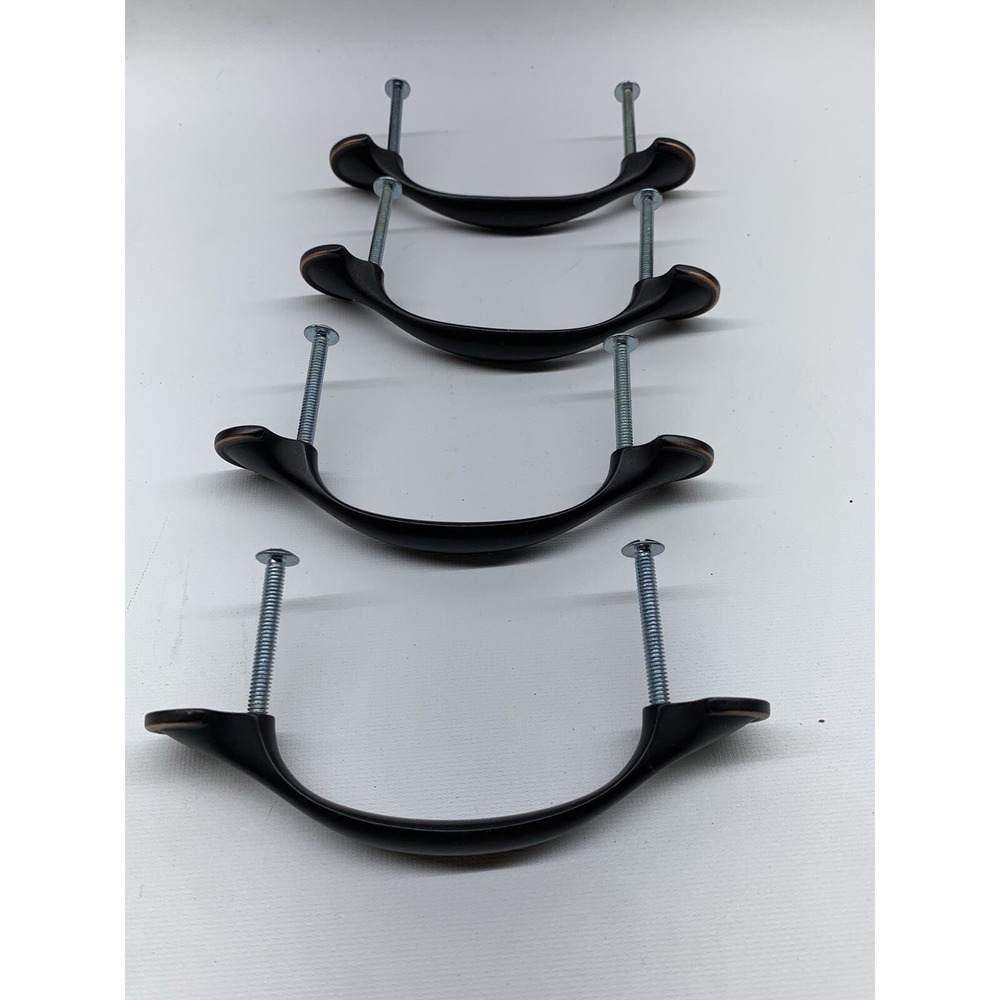 [4x] Bronze Half Round‎ Foot Cabinet Pulls 3-In. With Screws